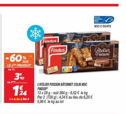 L'atelier Poisson Bâtonnets Colin Msc Findus