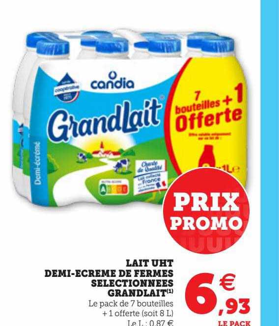 lai uht demi-écrémé de fermes sélectionnées grand lait