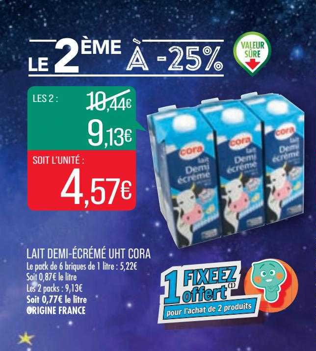 lait demi-écrémé uht cora