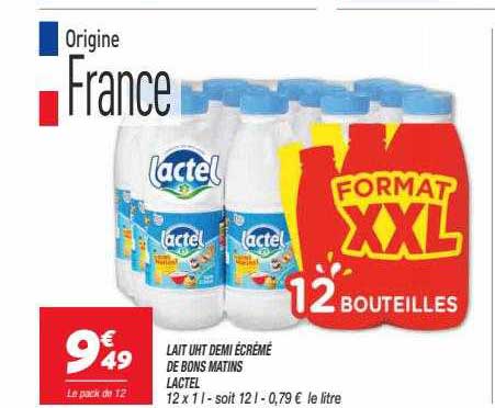 lait uht demi écrémé de bons matins lactel