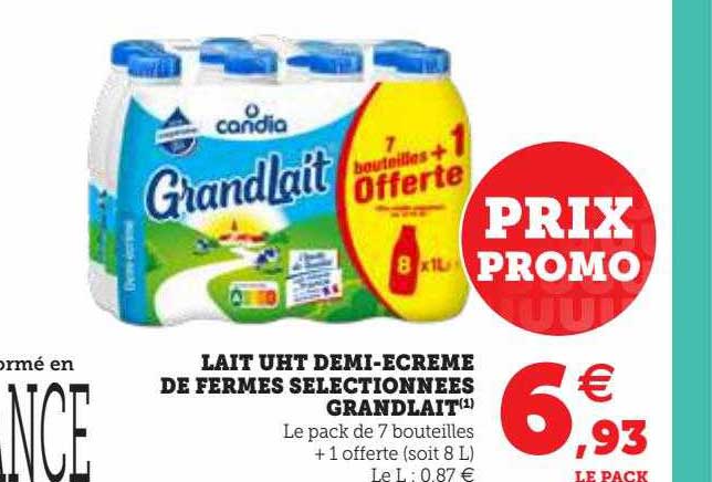 lait uht demi-écrémé de fermes sélectionnées grand lait