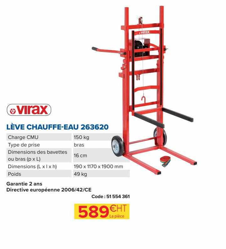 lève chauffe-eau 263620 virax