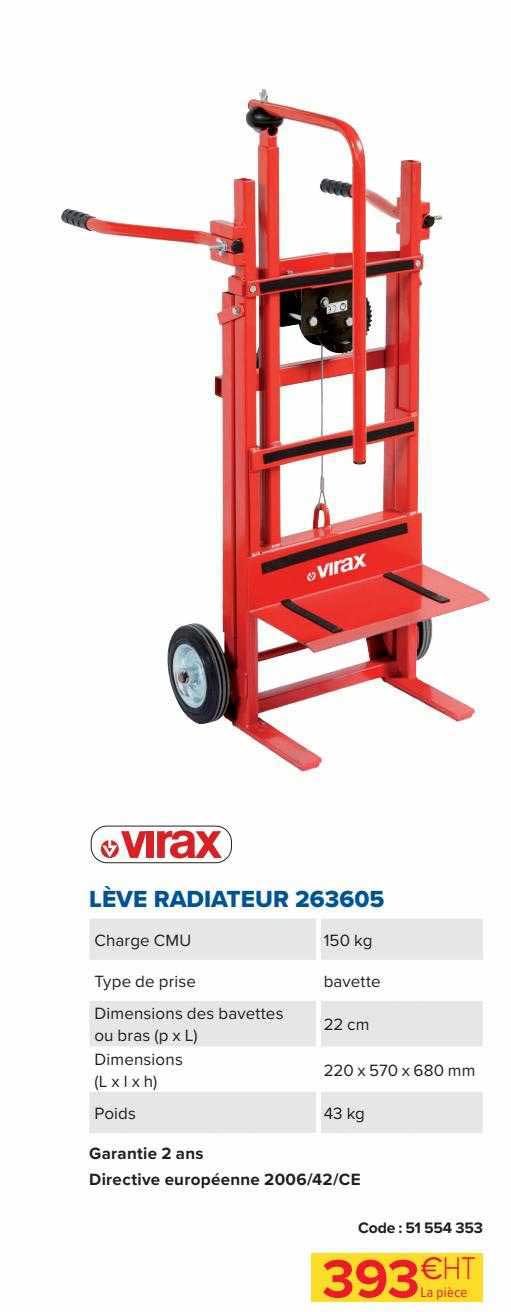 lève radiateur 263605 virax