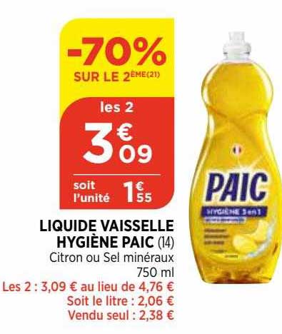 Liquide Vaisselle Hygiène Paic