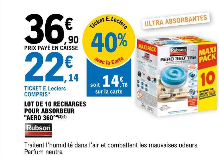 Lot De 10 Recharges Pour Absorbeur "aero 360" Rubson
