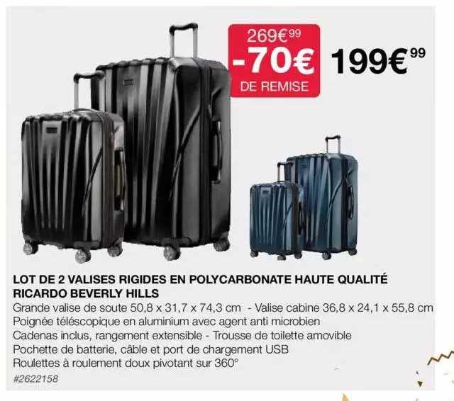 lot de 2 valises rigides en polycarbonate haute qualité ricardo beverly hills