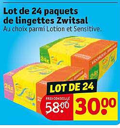lot de 24 paquets de lingettes zwitsal