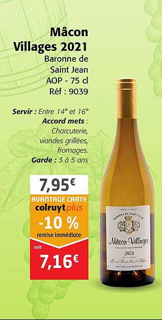 mâcon villages 2021 baronne de sain jean aop
