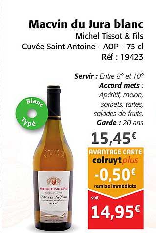 Macvin Du Jura Blanc Michel Tissot & Fils Cuvée Saint-antoine - Aop