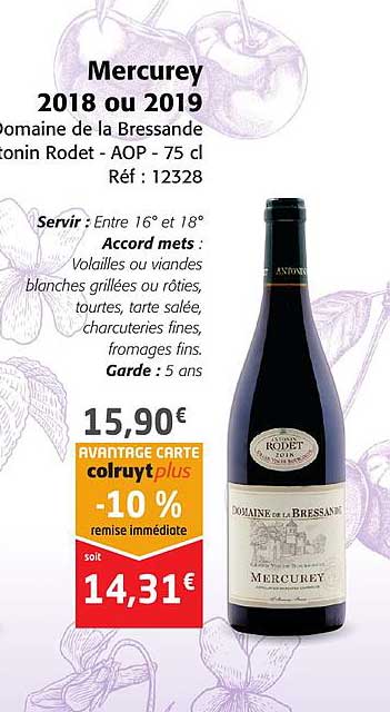 Mercurey 2018 Ou 2019 Domaine De La Bressande