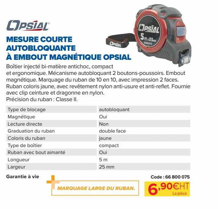 mesure courte autobloquante à embout magnétique opsial