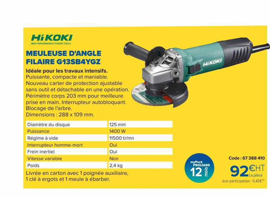 meuleuse d'angle filaire g13sb4ygz hikoki