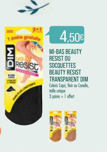 mi-bas beauty resist ou socquettes beauty resist transparent dim