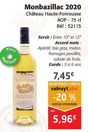 monbazillac 2020 château haute-fonrousse aop