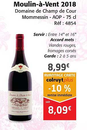 moulin-à-vent 2018 domaine de champ de cour mommessin - aop