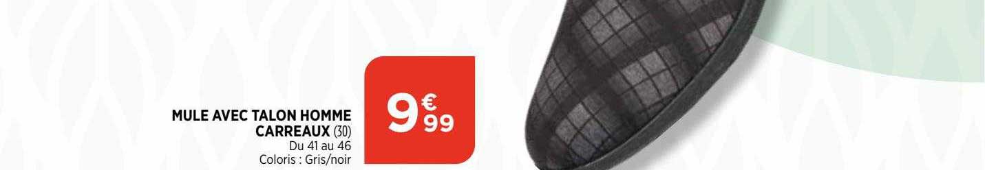 mule avec talon homme carreaux