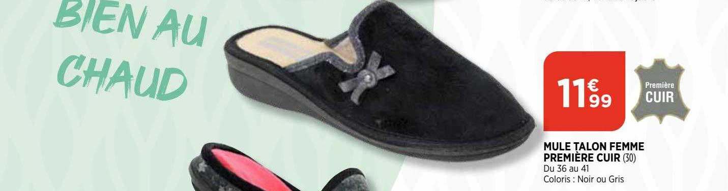 mule talon femme première cuir