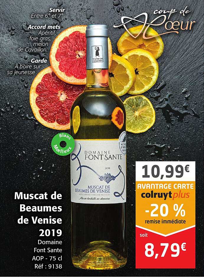 muscat de beaumes de venise 2019 domaine font sante aop