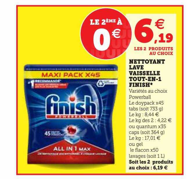 nettoyant lave vaisselle tout-en-1 finish