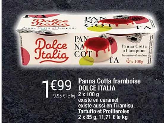 panna cotta framboise dolce italia