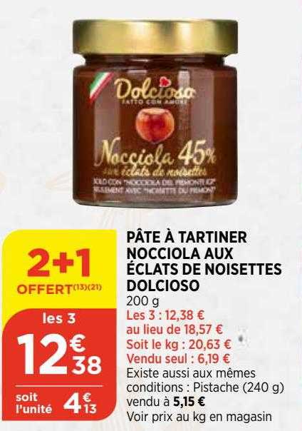 pâte à tartiner nocciola aux éclats de noisettes dolcioso