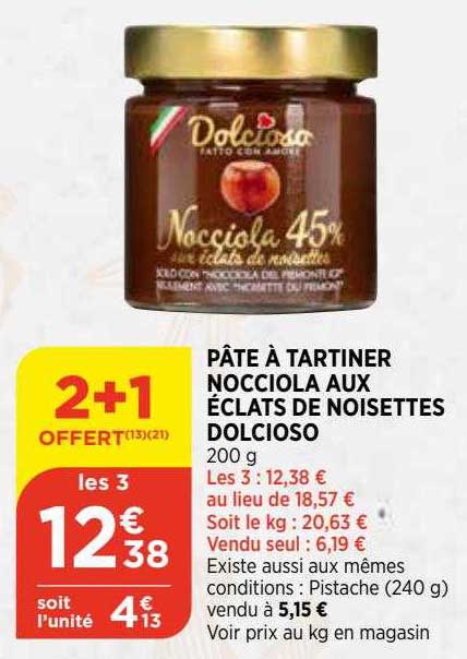 pâte à tartiner nocciola aux éclats de noisettes dolcioso