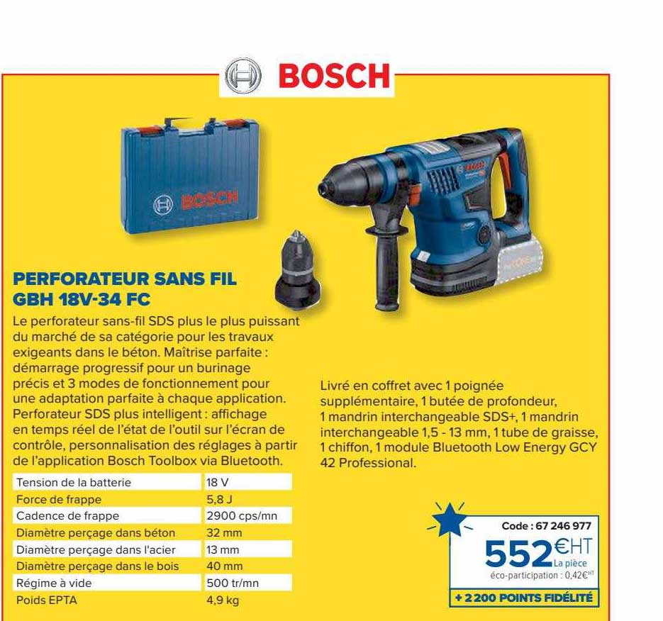 perforateur sans fil gbh 18v-34 fc bosch