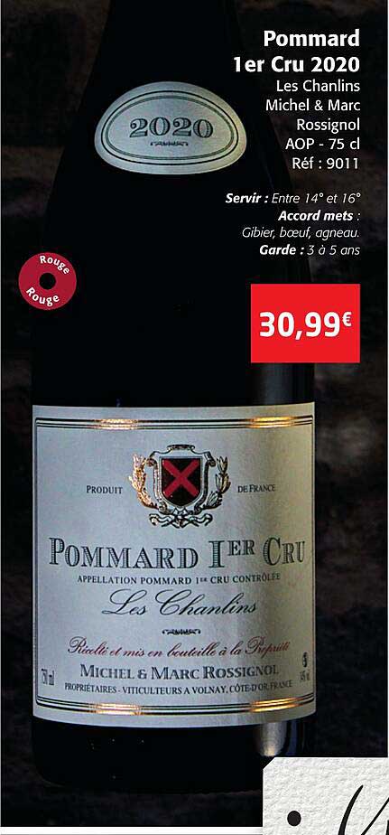 pommard 1er cru 2020 les chanlin michel & marc rossignol aop