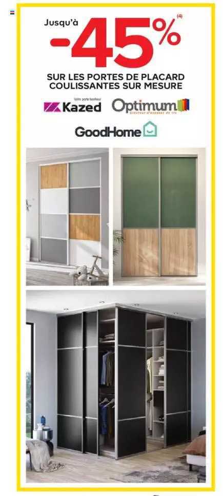 portes de placard coulissantes sur mesure goodhome, kazed, optimum