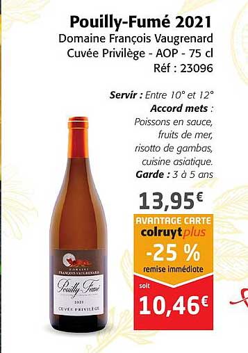 pouilly-fumé 2021 domaine françois vaugrenard cuvée privilèges - aop