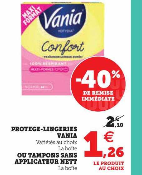protège-lingeries vania ou tampons sans applicateur nett
