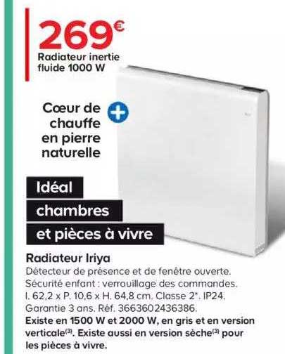 Radiateur Inertie Fluide 1000w Iriya
