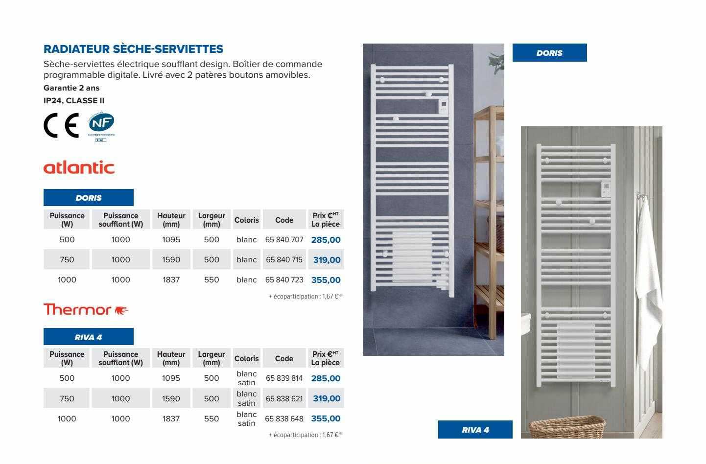 radiateur sèche-serviettes atlantic, thermor