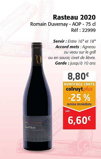 rasteau 2020 romain duvernay - aop