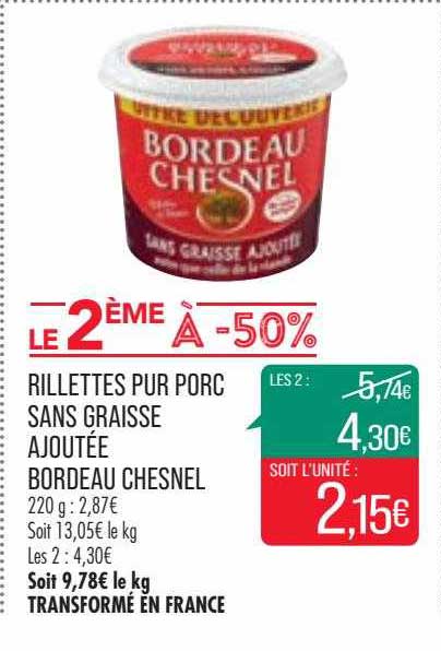 Rillettes Pur Porc Sans Graisse Ajoutée Bordeau Chesnel