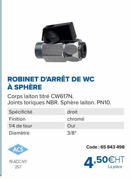robinet d'arrêt de wc à sphère