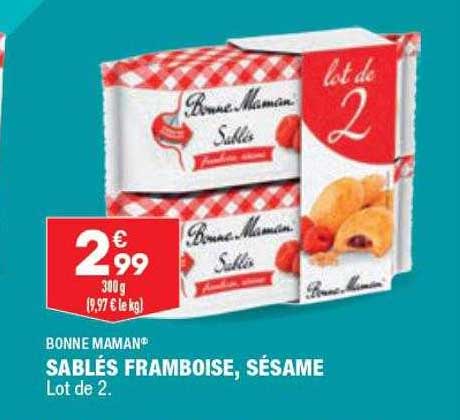sablés framboise, sésame bonne maman