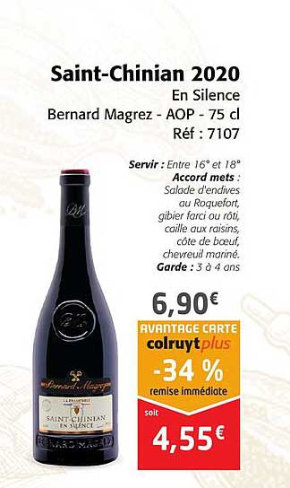 saint-chinian 2020 en silence bernard magrez - aop