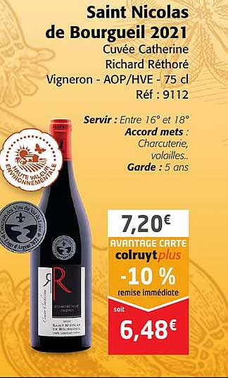 saint nicolas de bourgueil 2021 cuvée catherine richard réthoré vigneron - aop-hve