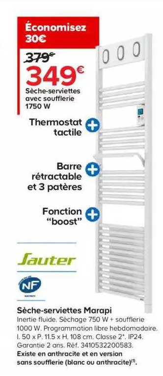sèche-serviettes avec soufflerie 1750w marapi sauter