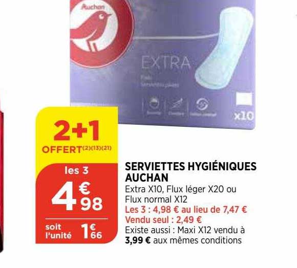 serviettes hygiéniques auchan