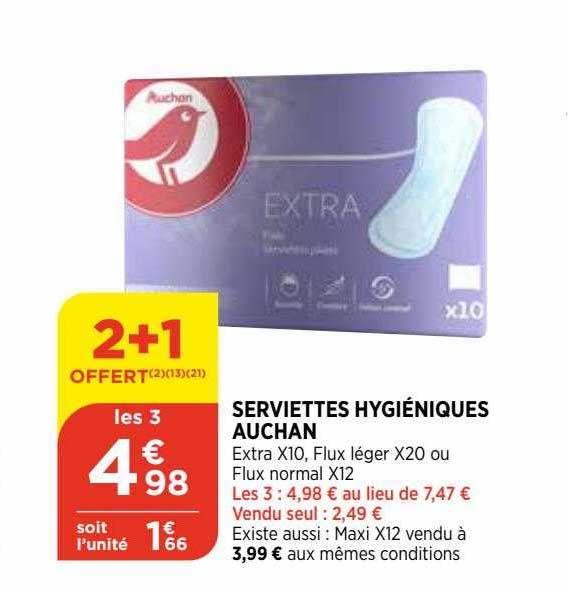 serviettes hygiéniques auchan