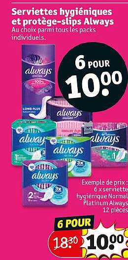 serviettes hygiéniques et protège-slips always