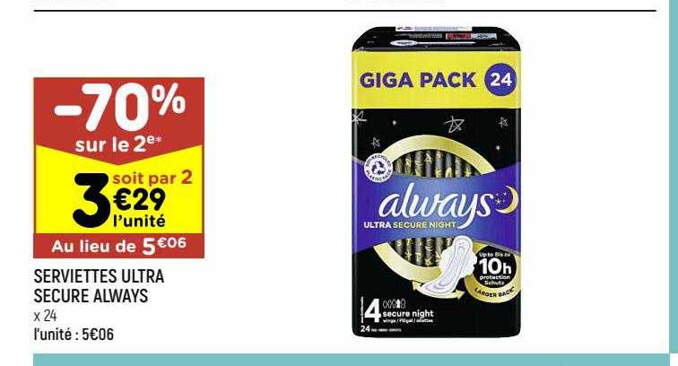 serviettes ultra secure always