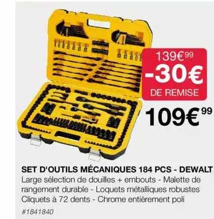 set d'outils mécaniques 184 pcs - dewalt