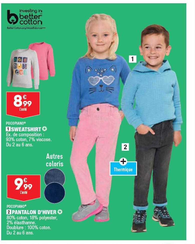 sweatshirt pocopiano, pantalon d'hiver pocopiano