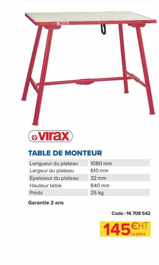 table de monteur virax