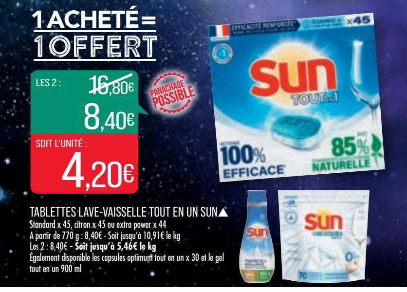 tablettes lave-vaisselle tout en un sun