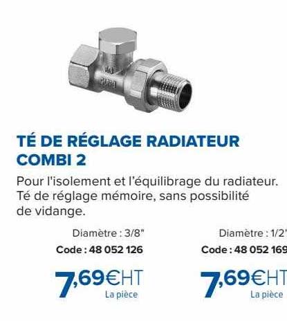 té de réglage radiateur combi 2