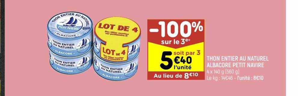 Thon Entier Au Naturel Albacore Petit Navire